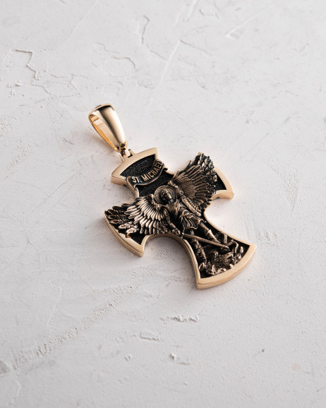 Cross ST. ARCHANGEL MICHAEL (14k yellow gold) 2