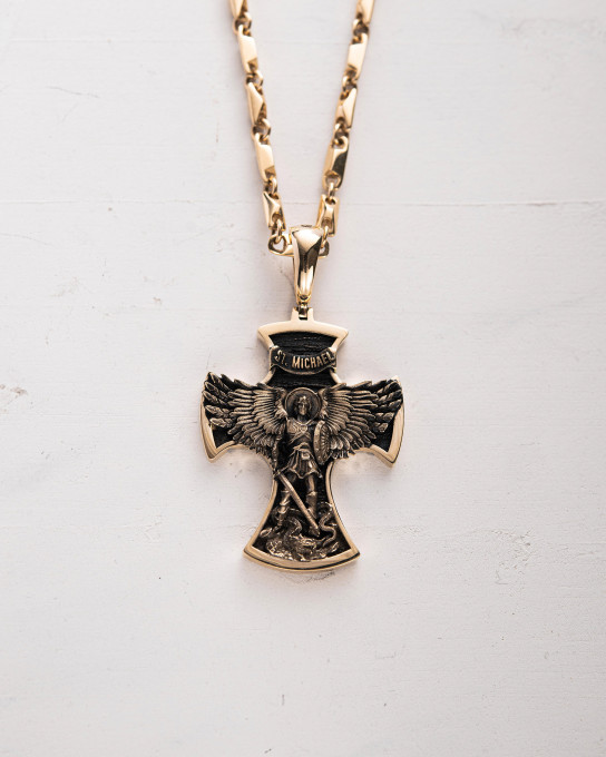 Хрест ST. ARCHANGEL MICHAEL (жовте золото) / Кулони