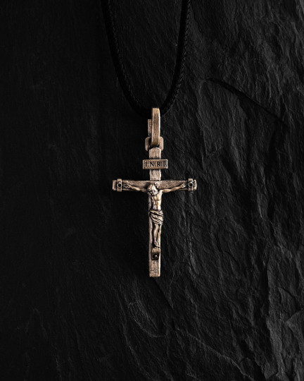 Хрест CRUCIFIXION of JESUS. INRI (жовте золото) / Кулони + 3
