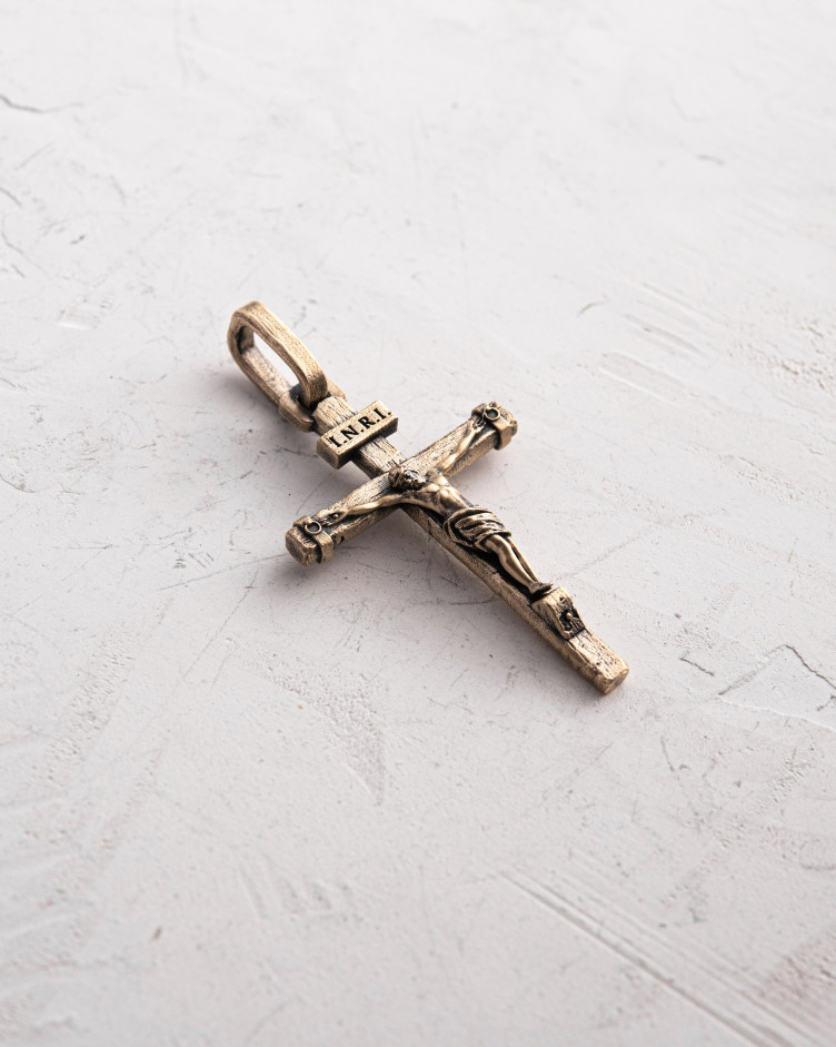 Хрест CRUCIFIXION of JESUS. INRI (жовте золото) 2