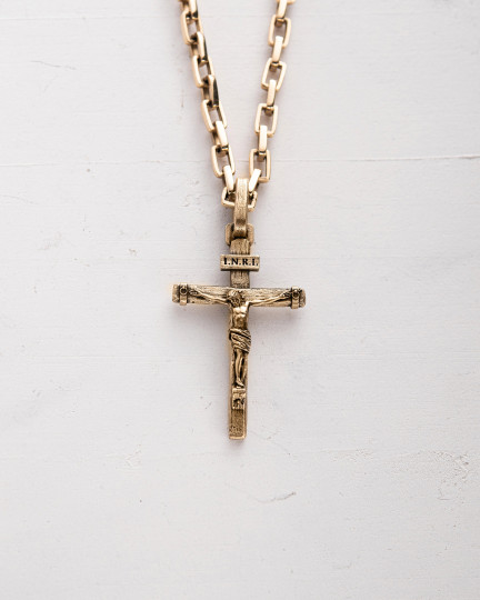 Хрест CRUCIFIXION of JESUS. INRI (жовте золото) / Кулони