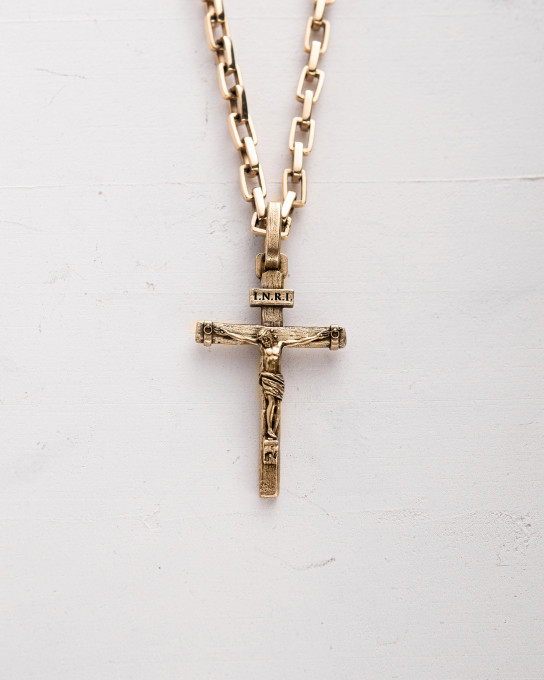 Хрест CRUCIFIXION of JESUS. INRI (жовте золото) / Кулони