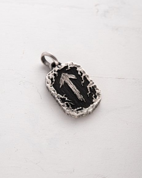 Silver pendant RUNE TALISMAN – TIWAZ with ebony 4
