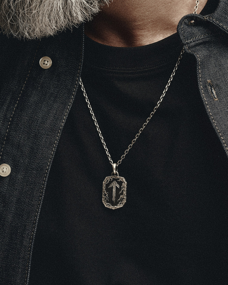 Silver pendant RUNE TALISMAN – TIWAZ with ebony