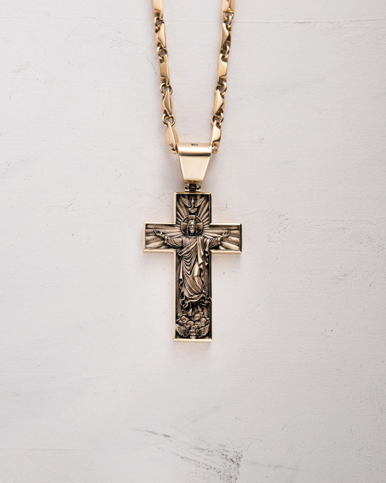 Cross ASCENSION OF JESUS CHRIST (14k yellow gold) 4