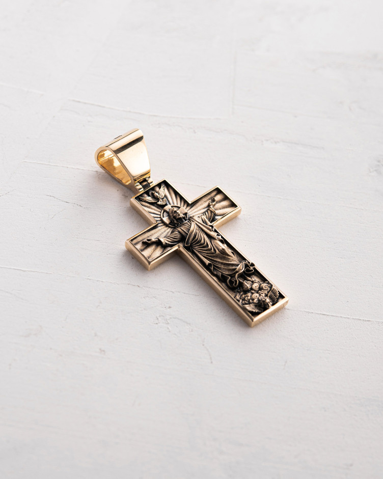 Cross ASCENSION OF JESUS CHRIST (14k yellow gold) 5