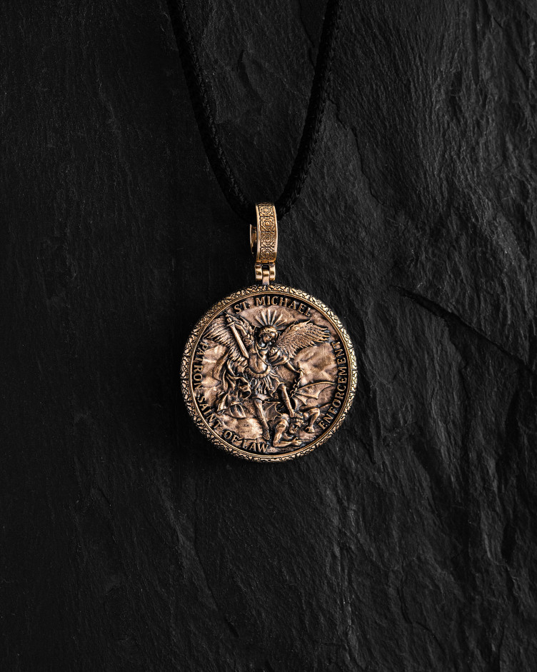 Pendant ST. ARCHANGEL MICHAEL: PRAYER (14k yellow gold) 3