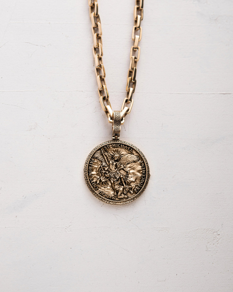 Pendant ST. ARCHANGEL MICHAEL: PRAYER (14k yellow gold)
