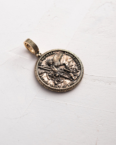 Pendant ST. ARCHANGEL MICHAEL: PRAYER (14k yellow gold) 2