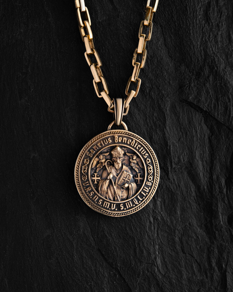Pendant SANCTUS BENEDICTUS ​(14k yellow gold)