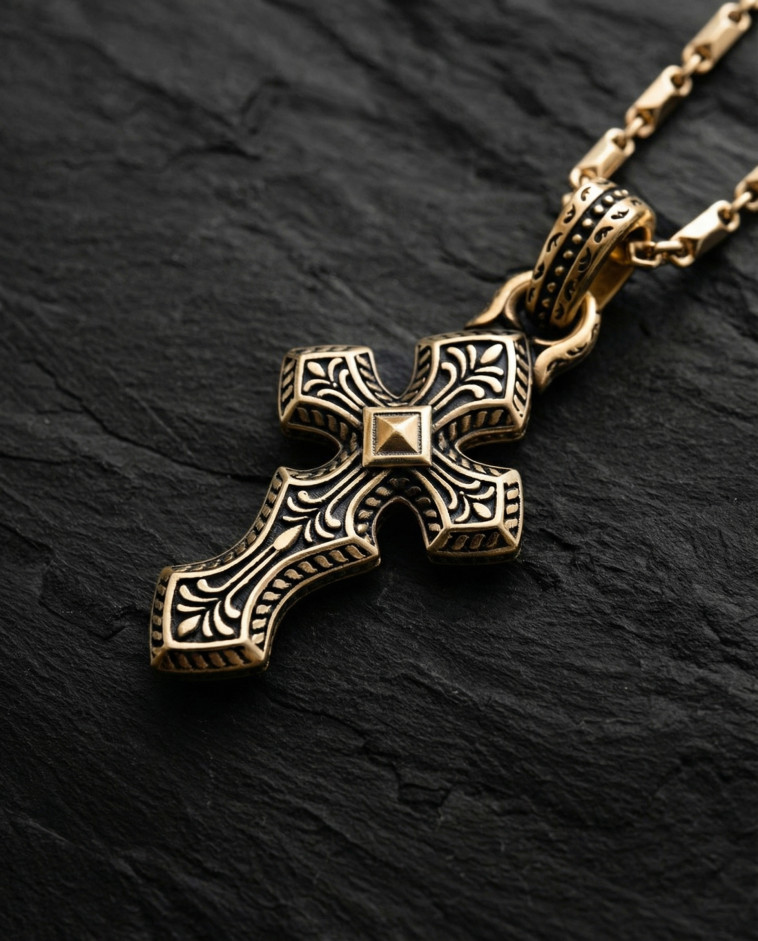 Хрест INITIUM ET FINIS (жовте золото)