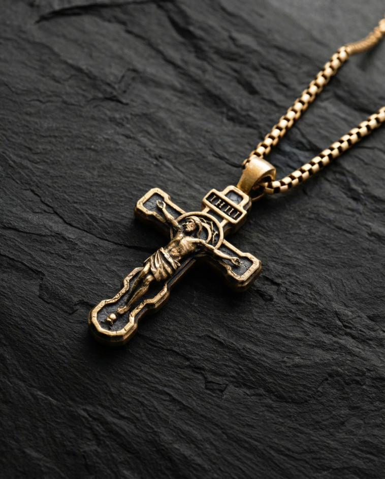 Хрест FILIUS UNIGENITUS DEI (жовте золото) 3