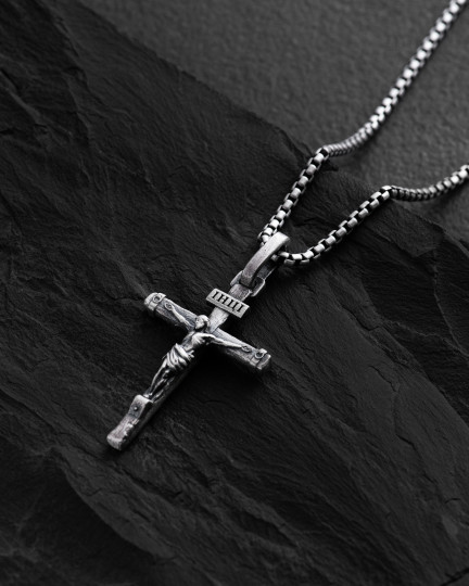 Срібний хрест CRUCIFIXION OF JESUS. ІНЦІ / Кулони + 3