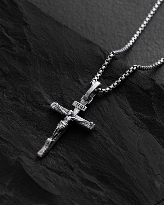 Срібний хрест CRUCIFIXION OF JESUS. ІНЦІ / Кулони + 3