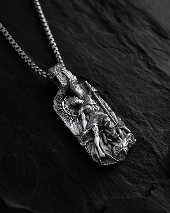 Серебряный кулон SAINT MICHAEL / Кулоны + 4
