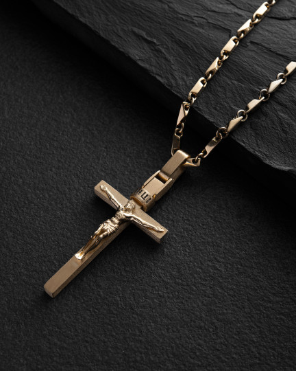 Хрест CRUCIFIXION of JESUS CHRIST. REDEMPTION (жовте золото) / Кулони + 4