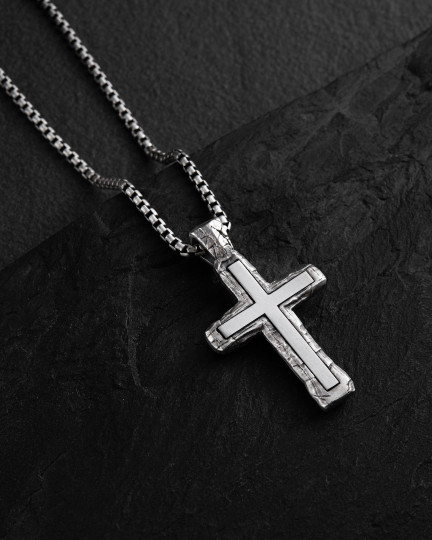 Серебряный крест GOD PROTECT YOU / Кулоны