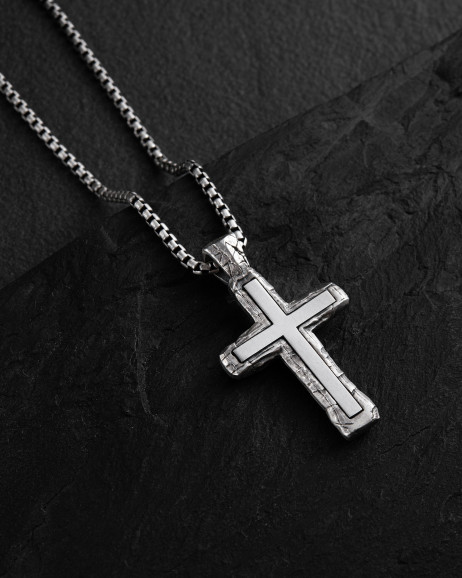 Серебряный крест GOD PROTECT YOU / Кулоны