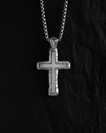 Серебряный крест GOD PROTECT YOU / Кулоны + 2