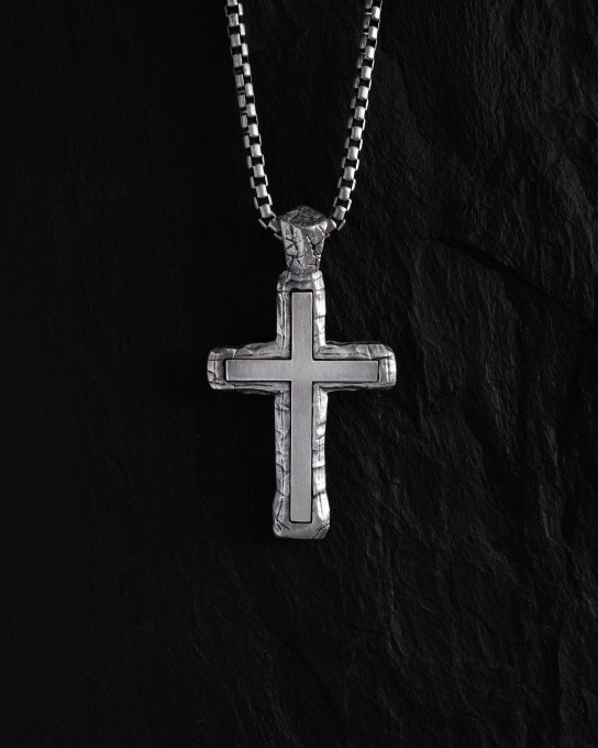 Серебряный крест GOD PROTECT YOU / Кулоны + 2