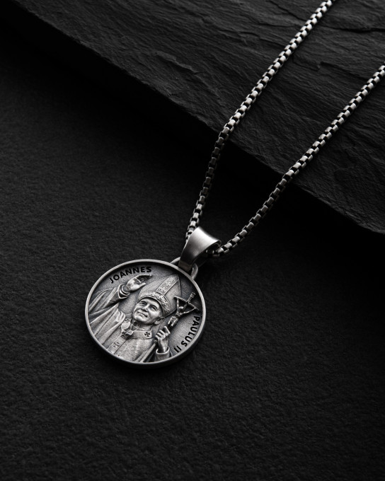 Срібний кулон POPE JOHN PAUL II / Кулони + 3