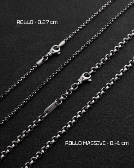 Серебряная цепочка - плетение ROLLO / Цепочки + 3