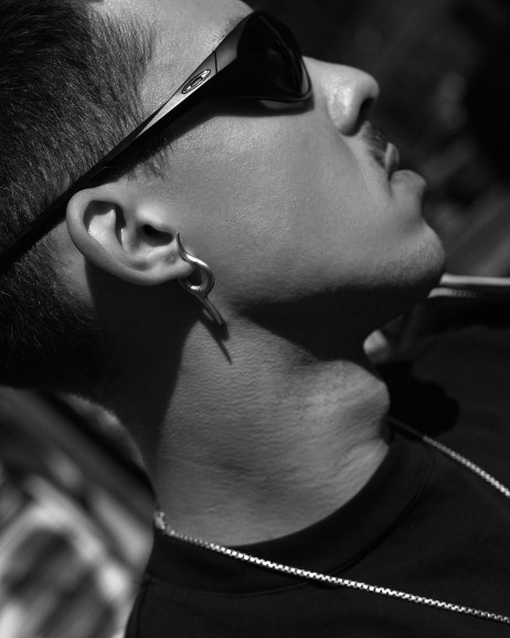 Silver single earring FLAME 10