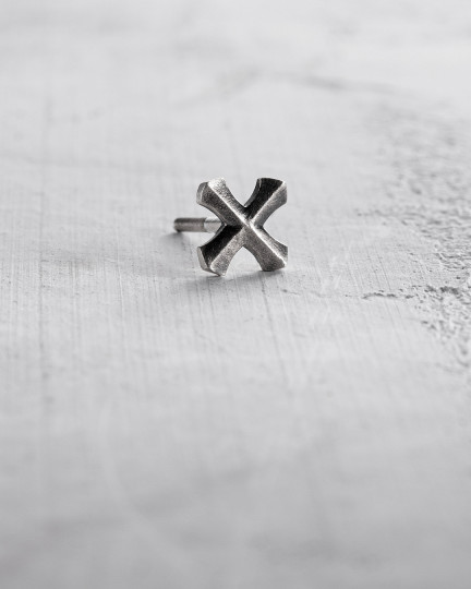 Срібна моносережка TEMPLAR CROSS / Сережки + 4