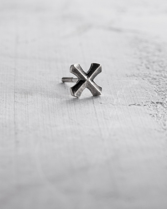 Срібна моносережка TEMPLAR CROSS / Сережки + 4