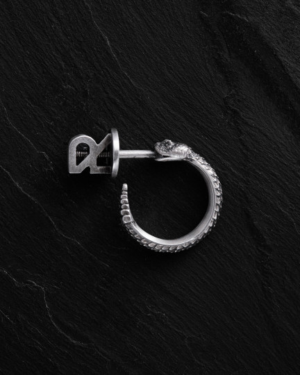 Серебряная моносерьга RATTLESNAKE / Серьги