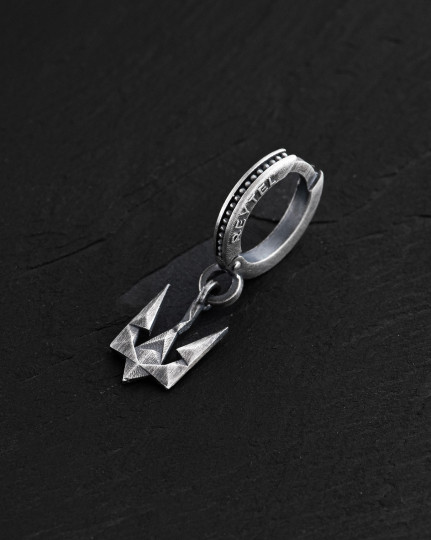 Срібна сережка - кільце TRIDENT OF UKRAINE / Сережки