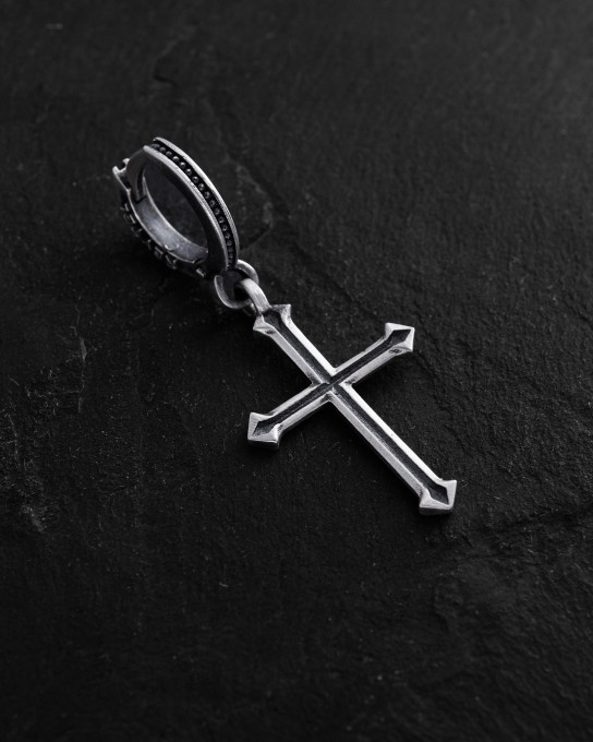 Срібна моносережка GOTHIC CROSS / Сережки + 10