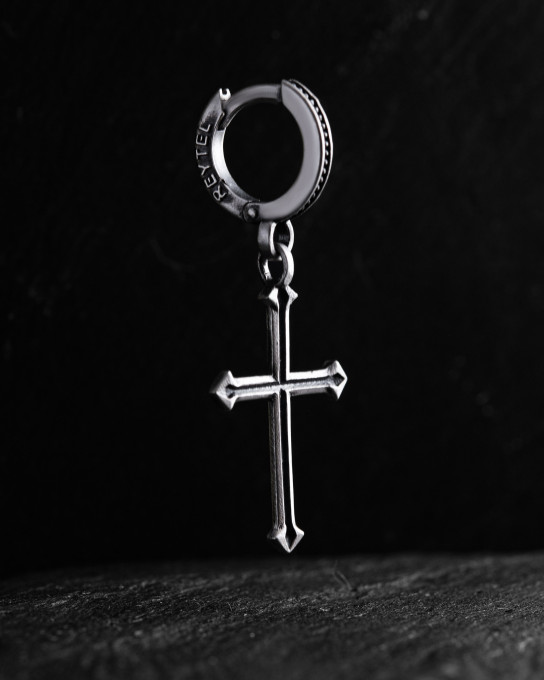 Срібна моносережка GOTHIC CROSS / Сережки + 11