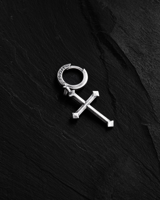 Срібна моносережка GOTHIC CROSS / Сережки + 6