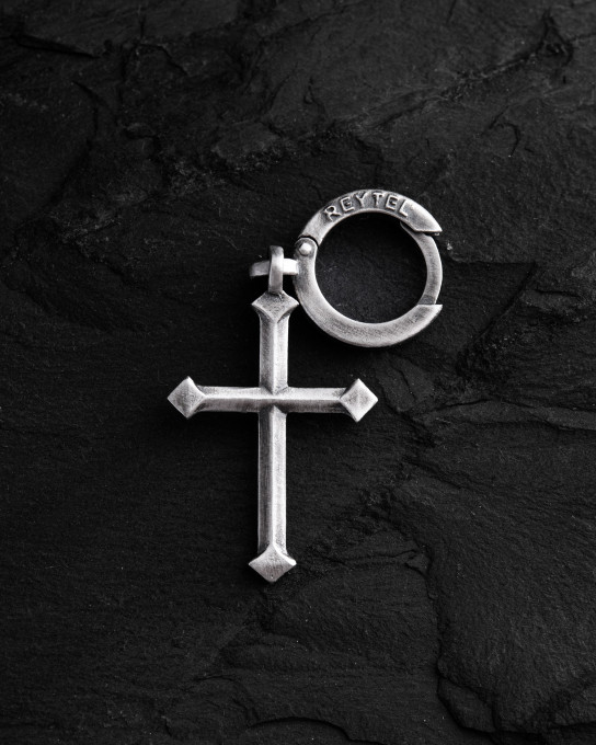 Срібна моносережка GOTHIC CROSS / Сережки + 9