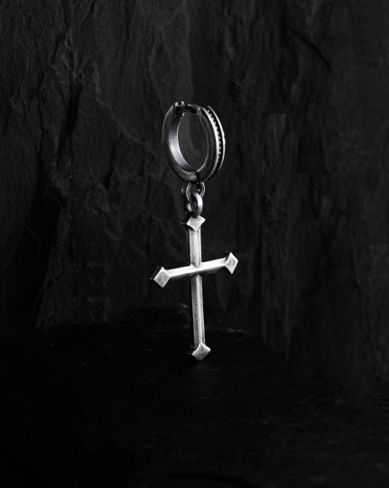 Срібна моносережка GOTHIC CROSS / Сережки + 3