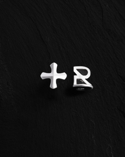 Моносережка TEMPLAR CROSS (біле золото) / Сережки