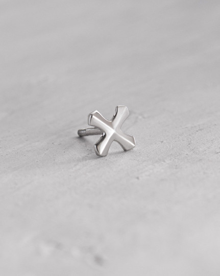 Моносережка TEMPLAR CROSS (біле золото) / Сережки + 4