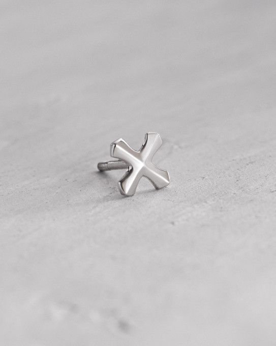 Моносережка TEMPLAR CROSS (біле золото) / Сережки + 4