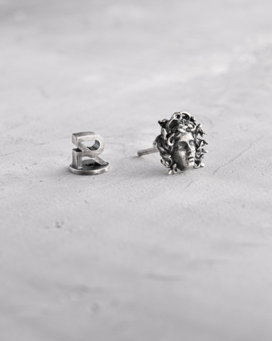 Серебряная моносерьга MEDUSA GORGON / Серьги + 8