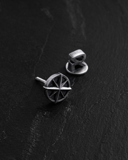 Срібна моносережка COMPASS / Сережки + 3