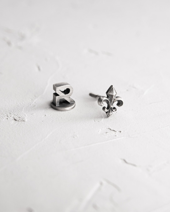 Срібна моносережка FLEUR DE LIS / Сережки + 5