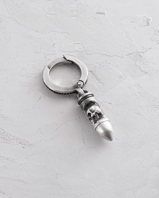 Срібна моносережка BULLET. MEMENTO MORI / Сережки + 5