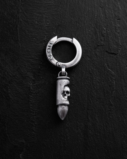 Срібна моносережка BULLET. MEMENTO MORI / Сережки + 3