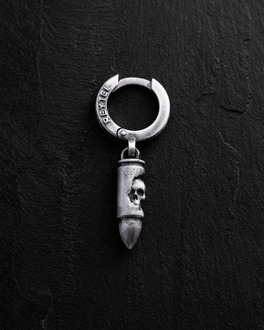 Срібна моносережка BULLET. MEMENTO MORI / Сережки + 3