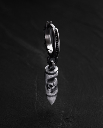 Срібна моносережка BULLET. MEMENTO MORI / Сережки