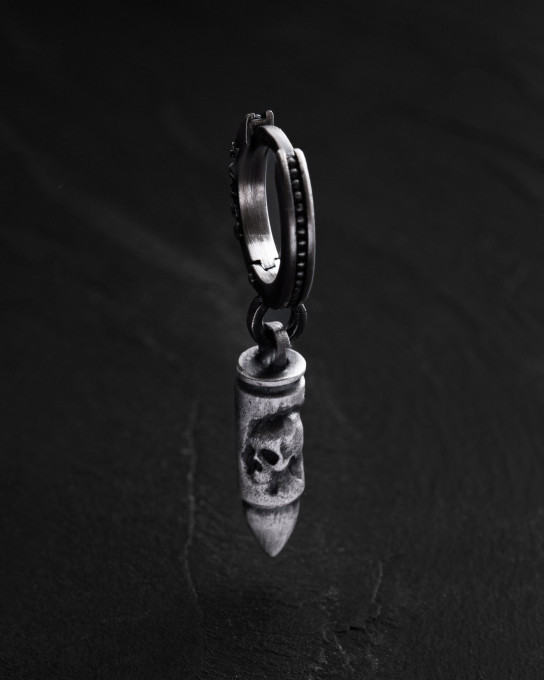 Срібна моносережка BULLET. MEMENTO MORI / Сережки
