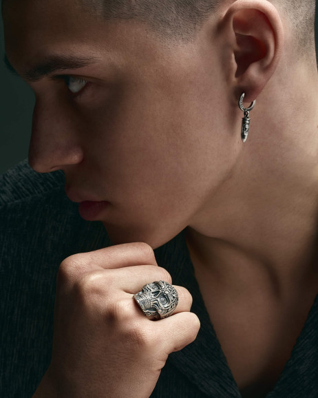 Серебряная моносерьга BULLET. MEMENTO MORI 2