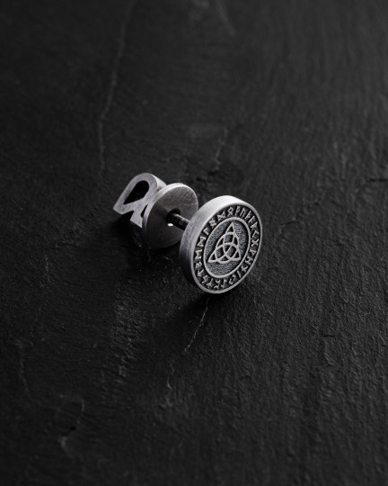 Серебряная моносерьга TRIQUETRA. RUNES / Серьги + 3