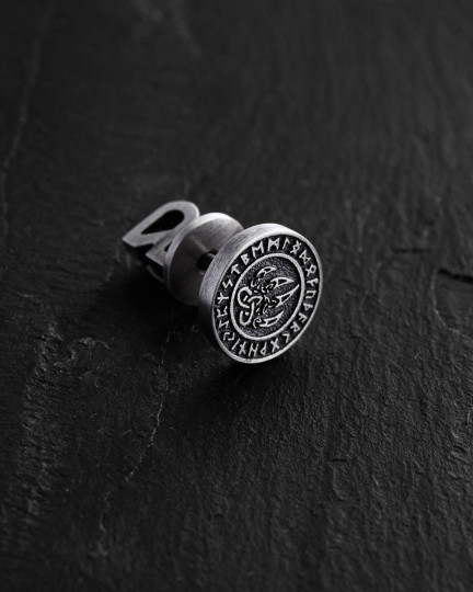 Серебряная моносерьга BEAR'S PAW. RUNES / Серьги + 3